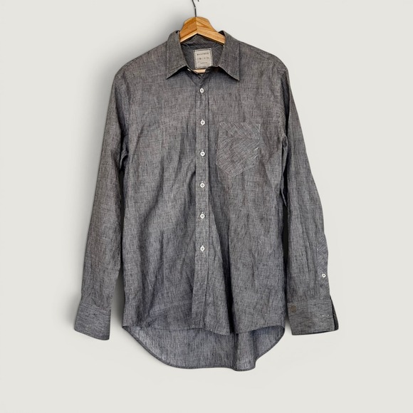 Billy Reid Other - Billy Reid Blue Gray Cotton Linen Button Down Shirt Men's Medium